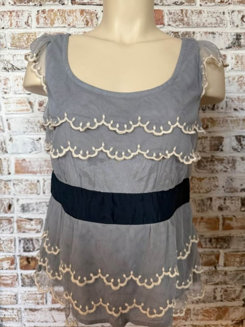 Rare Romantic Anthropologie Floreat Top Embroidered Victorian Cottagecore Size 6